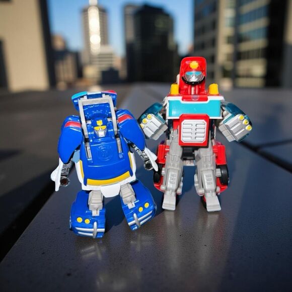 Playskool Heroes Rescue Chase Police Bot Heatwave Fire Bot Transformers - Picture 3 of 6